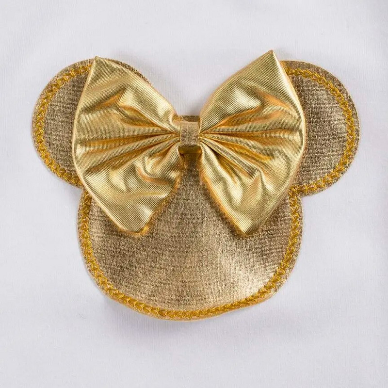 4GAB Zelta meiteņu apģērbu komplekti Karikatūra Rompers Plisētas Šorti Apavi Matu lente Uzvalki jaundzimušo tērpi Apģērbs