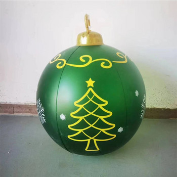 60 см външна коледна надуваема украсена топка, изработена от PVC гигантски без светлина Големи топки Декорации на дърво Външна играчка топка