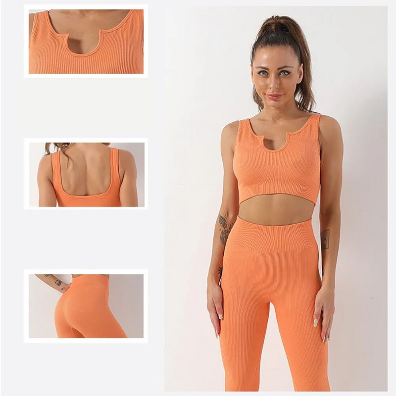 Bešavno odijelo za jogu Ženska odjeća Komplet za teretanu 2-dijelni sportski grudnjak Tajice otporne na udarce Top Fitness set Sportska odjeća za vježbanje Ženska teretana