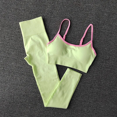 Sportlik puusa tõstev joogaülikond naiste fitnesskomplekt, spordirinnahoidjad, retuusid, ühevärvilised jooksmiseks kiiresti kuivavad riided, kaheosaline komplekt