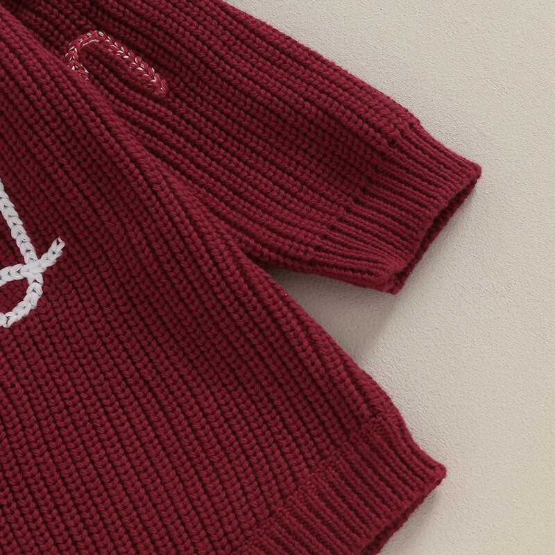 Novorođenčad Dječak Djevojčice Božićne pamučne štrample Odjeća Merry Letter Candy Cane Vez Široki pulover Pleteni topli kombinezoni