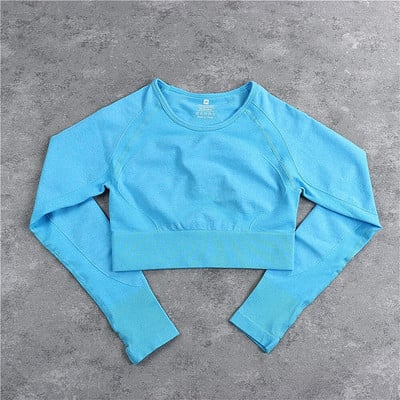 Bešavni sportski set Ženska plava dvodijelna majica kratkih rukava Tajice Odjeća za vježbanje Odijelo za fitness Odjeća za vježbanje Kompleti za jogu