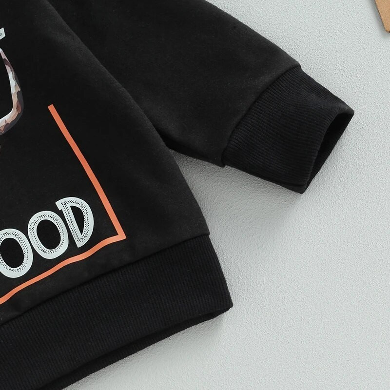 Rudens mazuļu bērnu apģērbu komplekti zīdaiņiem zēniem 0–3 gadu liellopu ar burtiem apdrukāti džemperi ar garām piedurknēm O veida kakla izgriezumu + elastīgas vidukļa kabatas bikses