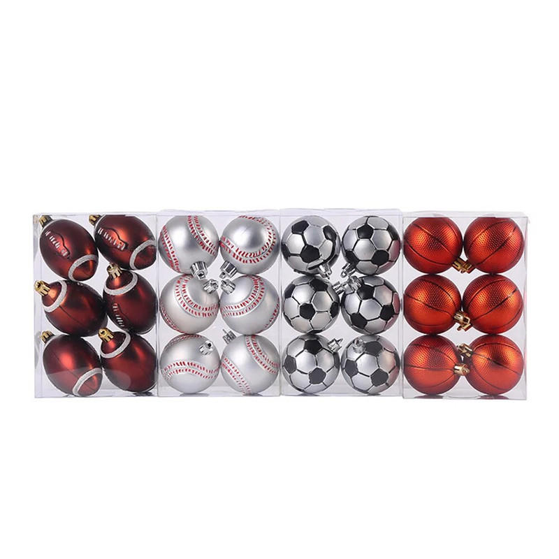 6Pcs Božićna lopta Božićni ukras za drvce Nogomet Košarkaška lopta Viseći privjesak 2023 Kućni novogodišnji ukrasi Pokloni Navidad 2022