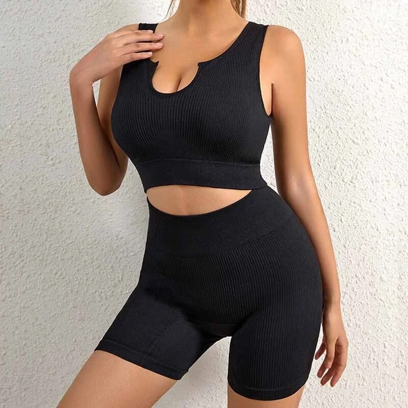 2PCS Yoga Set Ženska sportska odjeća za teretanu Sportski grudnjak Bešavne kratke hlače Vježbanje Trčanje Sportska odjeća Sportska odijela za fitness