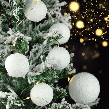 4/6/8/10cm Λευκή Χριστουγεννιάτικη μπάλα αφρού PE Χριστουγεννιάτικο Δέντρο Κρεμαστό Στολίδι 2024 Πρωτοχρονιάτικο ντεκόρ για το σπίτι Χριστουγεννιάτικη μπάλα DIY κρεμαστό