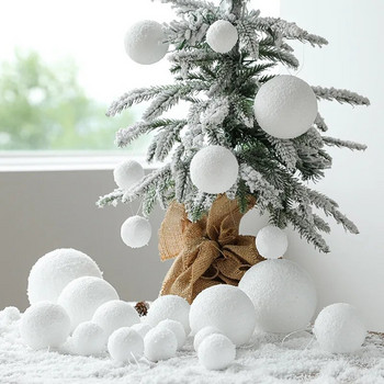 4/6/8/10cm Λευκή Χριστουγεννιάτικη μπάλα αφρού PE Χριστουγεννιάτικο Δέντρο Κρεμαστό Στολίδι 2024 Πρωτοχρονιάτικο ντεκόρ για το σπίτι Χριστουγεννιάτικη μπάλα DIY κρεμαστό