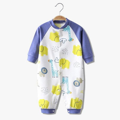 Bodi za bebe Proljeće i jesen Čisti pamuk Dugi rukavi Pune hlače Tople jednodijelne štrample 0-2 godine Dječja preslatka mekana odjeća za spavanje