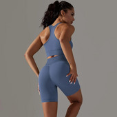 Nyári jógaruha fitnesz tornatermi szett Női Push Up sportruha nőknek Varrat nélküli edzésruha Női Sportruházat Kék Új