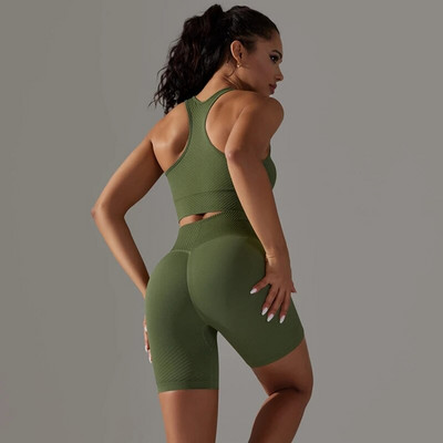 Nyári jógaruha fitnesz tornatermi szett Női Push Up sportruha nőknek Varrat nélküli edzésruha Női Sportruházat Kék Új