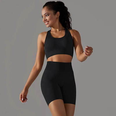 Nyári jógaruha fitnesz tornatermi szett Női Push Up sportruha nőknek Varrat nélküli edzésruha Női Sportruházat Kék Új