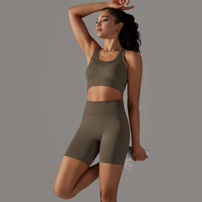 Nyári jógaruha fitnesz tornatermi szett Női Push Up sportruha nőknek Varrat nélküli edzésruha Női Sportruházat Kék Új