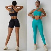 Ženski komplet grudnjaka na jedno rame Brzosušeći prozračni sportski set za jogu Odjeća za vježbanje za žene Odijelo za fitness Sportska odjeća