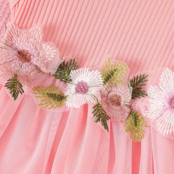 INS Рокля с цветя за момиченце с палто Принцеса Бродерия Парти за 1-ви рожден ден Vestido Пролет и есен Детски елегантен костюм