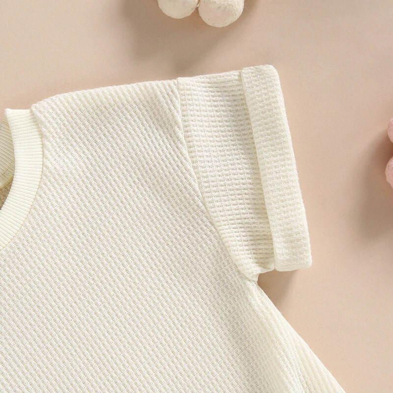 Újszülött Fiúk Lányok Nyári Nyári Ruhák Kisgyermekek Szilárd gofri rövid ujjú O-nyakú Jumpsuitek Játszóruhák Overallok Ruházat