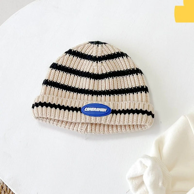 Hosszú ujjú őszi kombiné Hosszú ujjú nadrág nadrág Kötött sapka baba fiú lányok új dizájn állvány gallér medve csíkos body