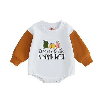 Dječje trenirke Hlače za noć vještica Kombinezon dugih rukava s uzorkom bundeve u kontrastnoj boji za dojenčad Odjeća za dječake i djevojčice