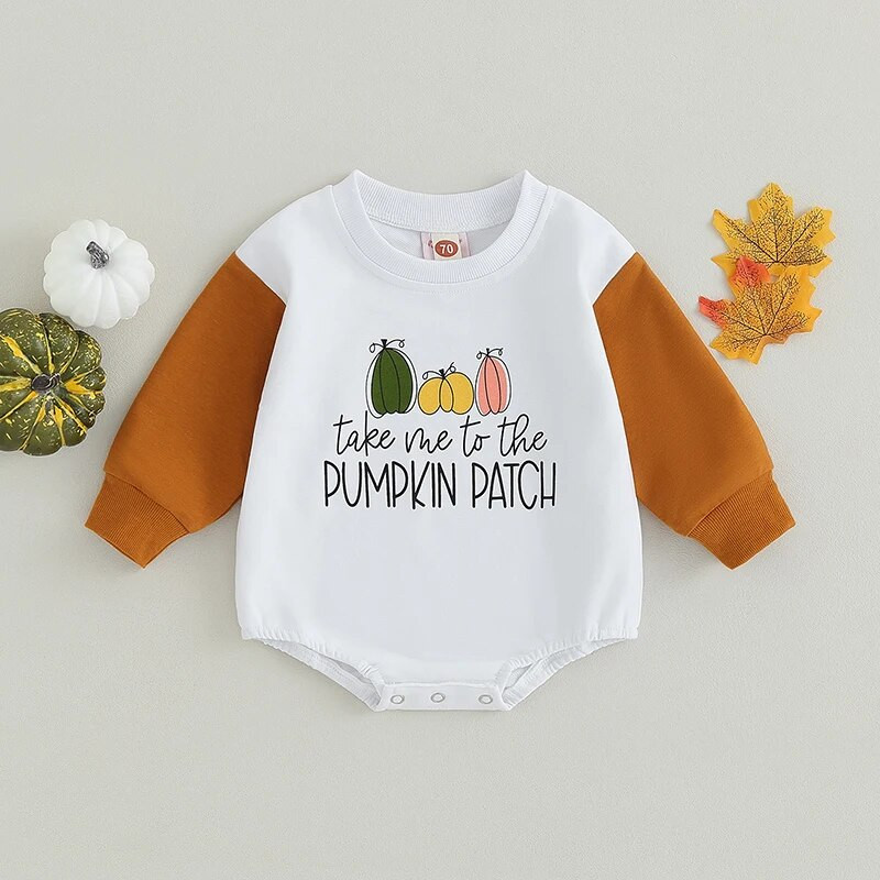 Dječje trenirke Hlače za noć vještica Kombinezon dugih rukava s uzorkom bundeve u kontrastnoj boji za dojenčad Odjeća za dječake i djevojčice