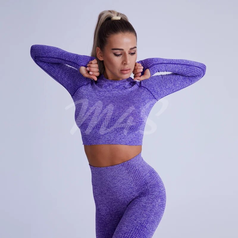 Bešavni ansambl Ženski komplet za jogu od 2 komada Kompleti za teretanu za žene Odjeća Vježbanje Fitnes Sportsko odijelo Sportska odjeća Trenirke Tajice