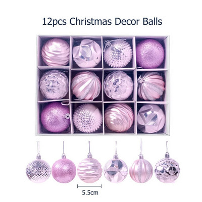 5,5cm 12gb Ziemassvētku balle Ziemassvētku eglītes rotājumi mājas dekorēšanai Jaungada Ziemassvētku piekarināmie kulonu bumbu aksesuāri