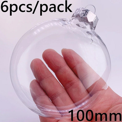 Promocija - 6 komada x DIY nelomljivi prozirni kućni božićni ukrasi kuglica ukras 80 mm plastični luk