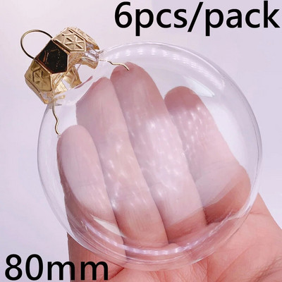 Promocija - 6 komada x DIY nelomljivi prozirni kućni božićni ukrasi kuglica ukras 80 mm plastični luk