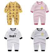 Novi stil Odjeća za bebe s punim rukavima i printom lavova, s okruglim izrezom od čistog pamuka Otvorene kratke hlače s gumbima Odjeća za dječake i djevojčice