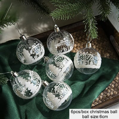 6 cm dažyti kalėdinio rutulio papuošalai Kalėdų eglutės dekoravimo reikmenys 2024 m. Naujųjų metų Kalėdų vakarėlis namų „pasidaryk pats“ dekoravimas Navidad 6 vnt./dėžutė