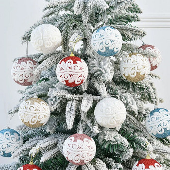 5 τμχ 8 εκ. Χριστουγεννιάτικος αφρός Μπλε και Λευκό Κόκκινο Κρεμαστό χριστουγεννιάτικο δέντρο Μπάλες Γυαλιστερές Χριστουγεννιάτικες ντελικάτες διακόσμηση Δώρα Πρωτοχρονιάς για πάρτι σπιτιού
