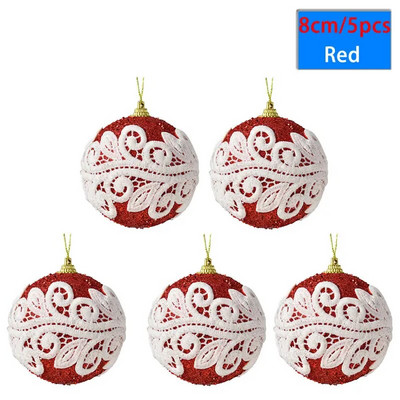 5gab 8cm Ziemassvētku putas zilas un baltas sarkanas Ziemassvētku eglītes kulonu bumbiņas spīdīgas Ziemassvētku smalkas dekorācijas mājas ballītei Jaungada dāvanas