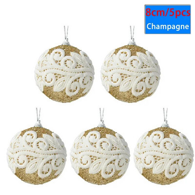 5gab 8cm Ziemassvētku putas zilas un baltas sarkanas Ziemassvētku eglītes kulonu bumbiņas spīdīgas Ziemassvētku smalkas dekorācijas mājas ballītei Jaungada dāvanas