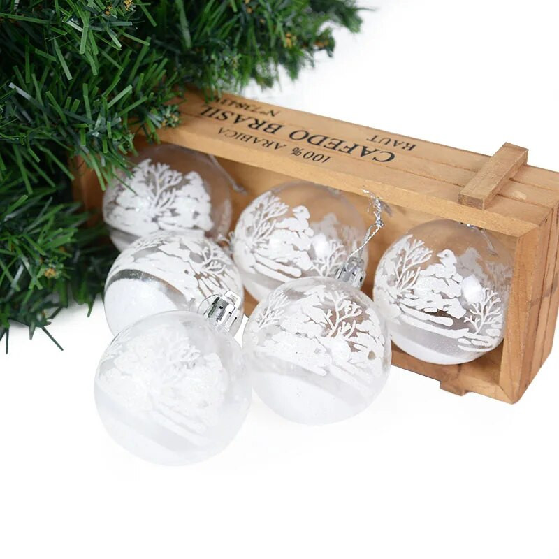 6 kom/kutija 6 cm prozirna slika Božićna kuglica Novogodišnji božićni ukrasi za drvce Ukrasi za dom 2023 Sretan Božićni darovi