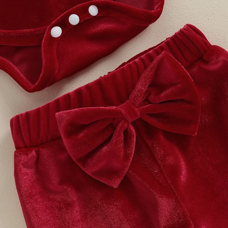 Suefunskey zīdaiņu meiteņu Ziemassvētku tērpi, burtu apdruka, sirds, garām piedurknēm, samta rombveida bikses, galvas saite, 3 gab rudens apģērbu komplekts