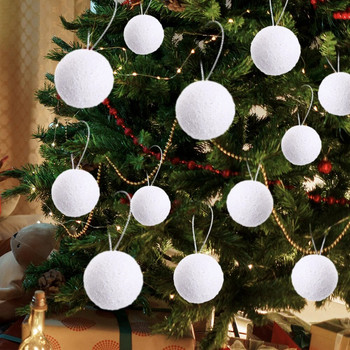 12/6Pcs Λευκή Χριστουγεννιάτικη Μπάλα Στρογγυλή Μπάλες από αφρό Χριστουγεννιάτικα στολίδια για το σπίτι Γάμος Χριστουγεννιάτικη Διακόσμηση Προμήθειες μπάλα