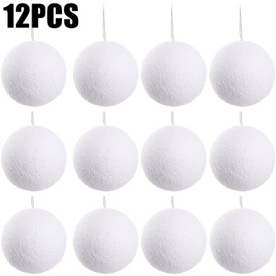 12/6 gab. Baltas Ziemassvētku balles apaļas putuplasta bumbas Ziemassvētku eglītes piekārtie rotājumi Mājas kāzu ballītei Ziemassvētku dekorēšanas balles piederumi