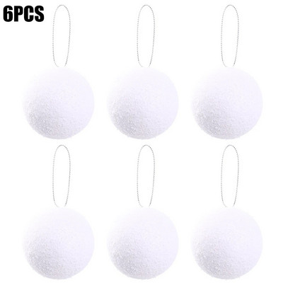 12/6 gab. Baltas Ziemassvētku balles apaļas putuplasta bumbas Ziemassvētku eglītes piekārtie rotājumi Mājas kāzu ballītei Ziemassvētku dekorēšanas balles piederumi