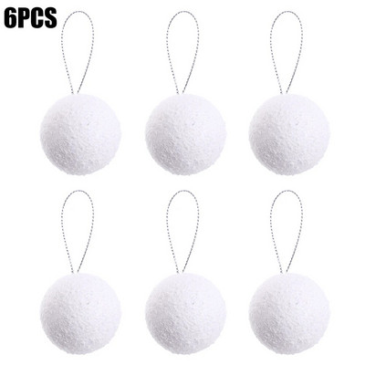 12/6 gab. Baltas Ziemassvētku balles apaļas putuplasta bumbas Ziemassvētku eglītes piekārtie rotājumi Mājas kāzu ballītei Ziemassvētku dekorēšanas balles piederumi