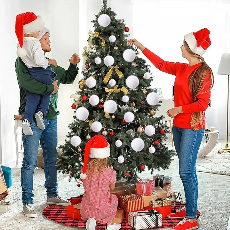 12/6 gab. Baltas Ziemassvētku balles apaļas putuplasta bumbas Ziemassvētku eglītes piekārtie rotājumi Mājas kāzu ballītei Ziemassvētku dekorēšanas balles piederumi