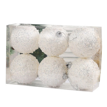 6 бр. 8 см бляскави коледни топки Орнаменти Декорации за коледна елха Висяща топка за сватбено тържество Нова година Начало Декор Navidad