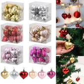 Božićne kuglice u obliku srca Ukrasi za božićne kuglice Set Dodaci za božićne ukrase Božićni blagdanski ukrasi za vjenčanje Crveni