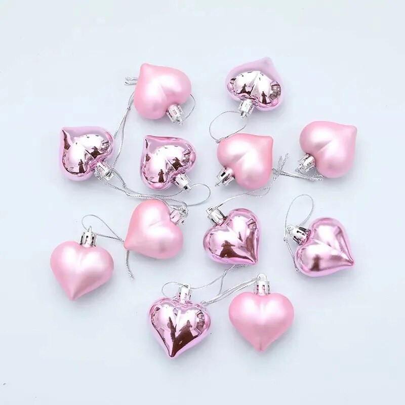 Božićne kuglice u obliku srca Ukrasi za božićne kuglice Set Dodaci za božićne ukrase Božićni blagdanski ukrasi za vjenčanje Crveni