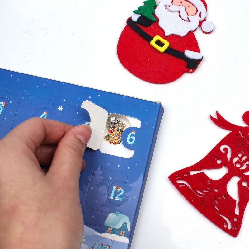 Ziemassvētku adventes kalendāra rokassprādzes 2023. gadam meitenēm 24 dienu Ziemassvētku atpakaļskaitīšanas kalendārs Rotaslietas bērniem, pusaudžiem, sievietēm, Ziemassvētku dāvana