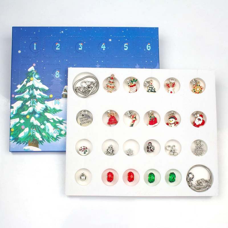 Ziemassvētku adventes kalendāra rokassprādzes 2023. gadam meitenēm 24 dienu Ziemassvētku atpakaļskaitīšanas kalendārs Rotaslietas bērniem, pusaudžiem, sievietēm, Ziemassvētku dāvana