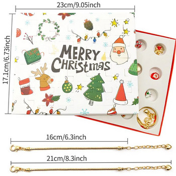 24 Календар за обратно броене Advent Surprise Blind Box Set Коледни талисмани Комплект гривни Направи си сам Творчески орнаменти Коледни детски подаръци