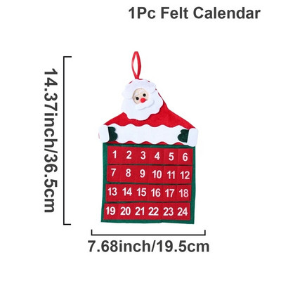 Djed Božićnjak od filca Božićni kalendar s odbrojavanjem Sretan Božić Dekoracija za dom 2023 Božić Božić Navidad Noel Novogodišnji kalendar