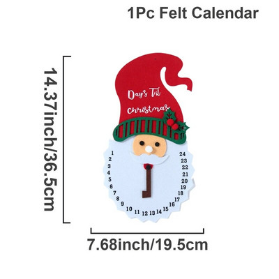 Djed Božićnjak od filca Božićni kalendar s odbrojavanjem Sretan Božić Dekoracija za dom 2023 Božić Božić Navidad Noel Novogodišnji kalendar