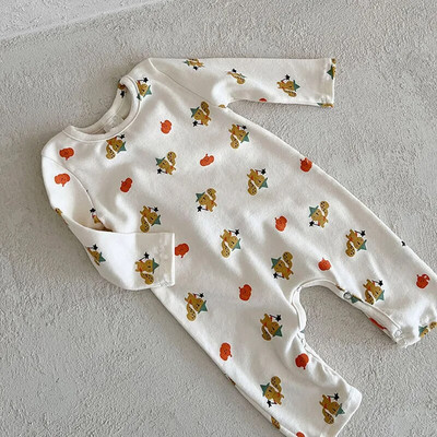 Kombinezoni s dugim rukavima iz crtanih filmova, djevojčice, pamuk, mekane, slatke hlače s printom, proljeće, jesen, novorođenčad, tanka, mekana penjačka odjeća