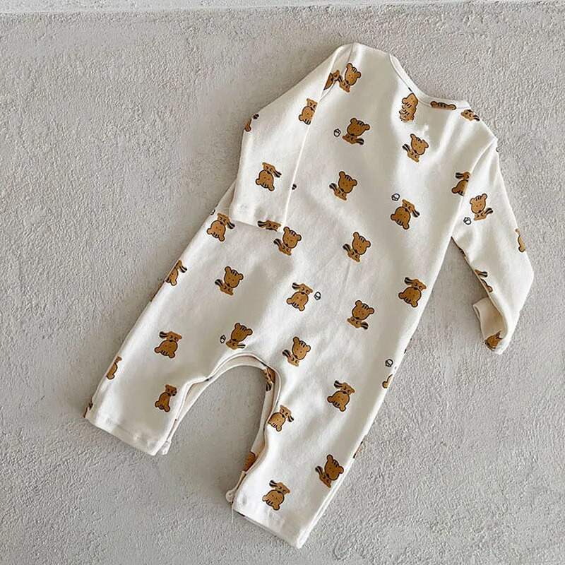 Kombinezoni s dugim rukavima iz crtanih filmova, djevojčice, pamuk, mekane, slatke hlače s printom, proljeće, jesen, novorođenčad, tanka, mekana penjačka odjeća