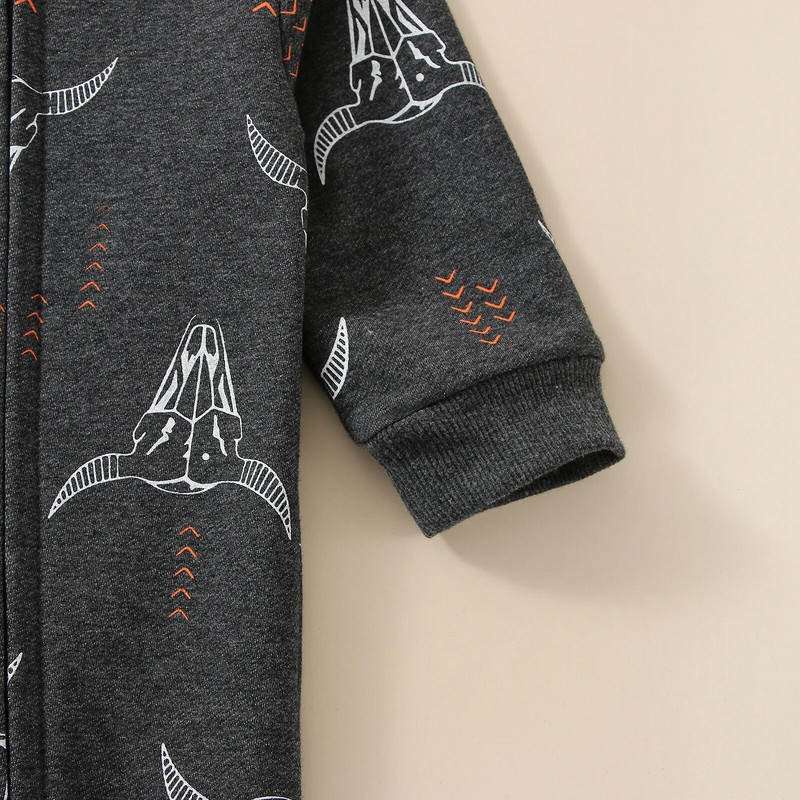 Őszi újszülött fiúk lányok ruhák szarvasmarha nyomat cipzár, hosszú ujjú, O-nyakú pulóver Rombik Jumpsuits hosszú nadrág overál