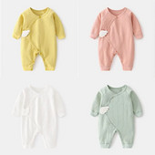 Pidžama za novorođenčad Proljeće Novi stil Mekane jednobojne kombinezone Robne marke 0-6 mjeseci Tanki pamučni kombinezoni dugih rukava za djevojčice
